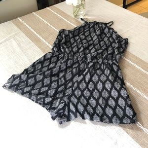 Black & White Boho Print Romper Shorts Jumper S